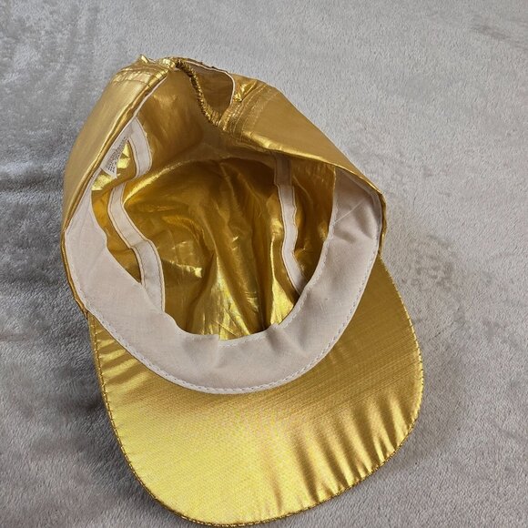 Gold Metallic Costume Hat 80s 90s Hip Hop Pop Star Disco Rap Robot Futuristic - Picture 4 of 6